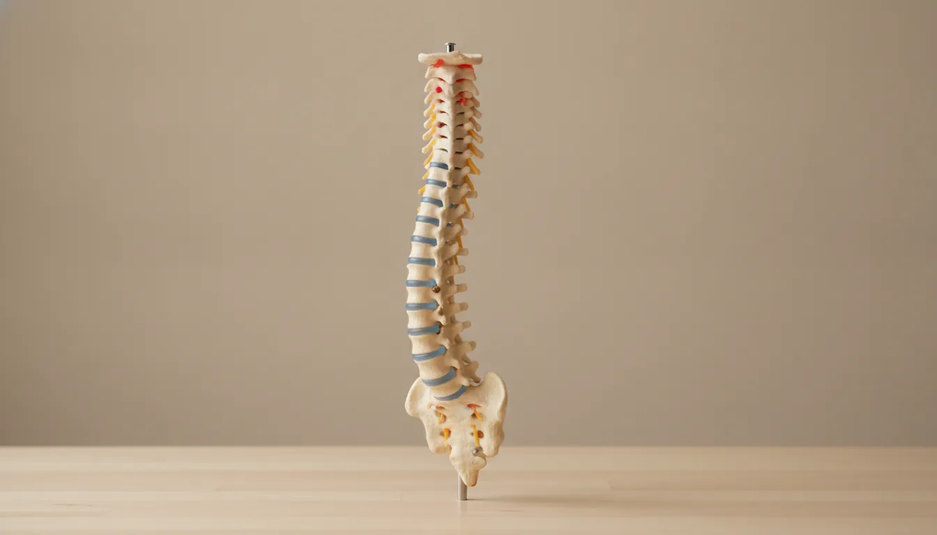 Anatomski model kralježnice s međukralježničnim diskovima na stolu