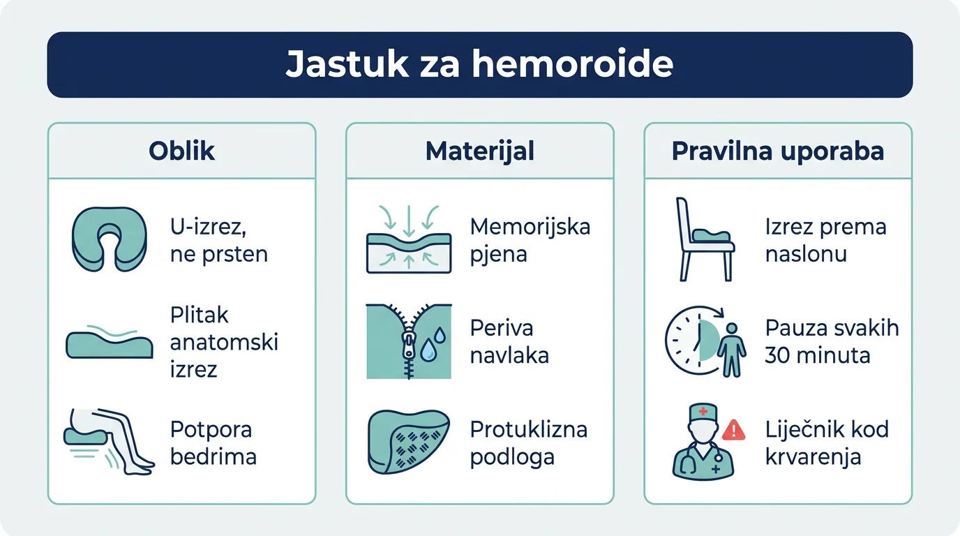 Infografika o odabiru jastuka za sjedenje kod hemoroida